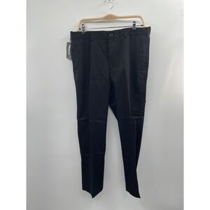 NWT Savane Geo Khakis Flat-Front Chino Pants Men's 34X29 Black Classic Stretch